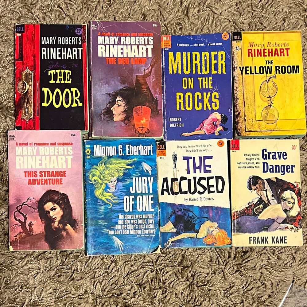 Vintage Dell Pulp Noir PB Lot Mary Roberts Rinehart Eberhart Kane Johnny Liddell